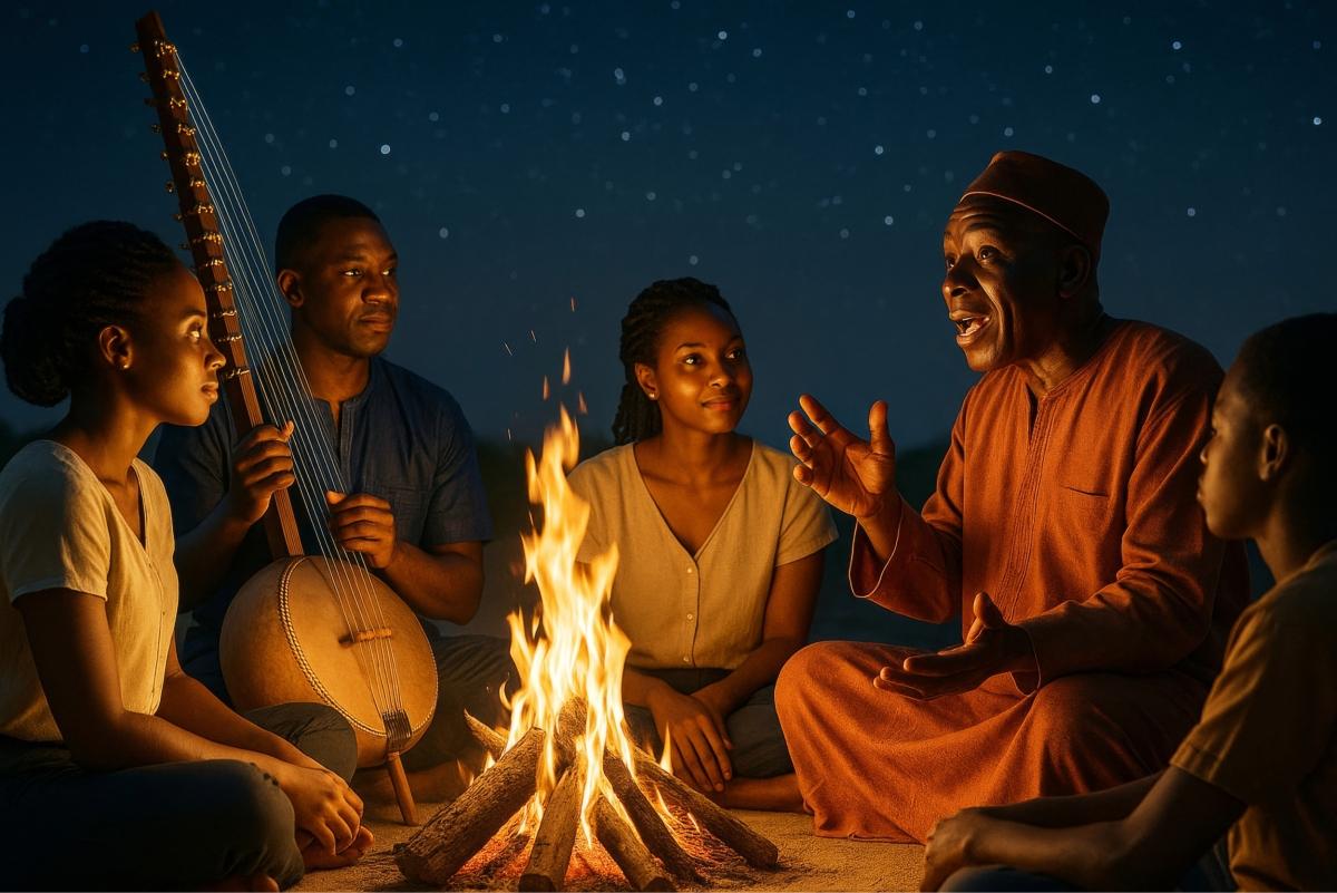 Traditional Storytelling music around campfire